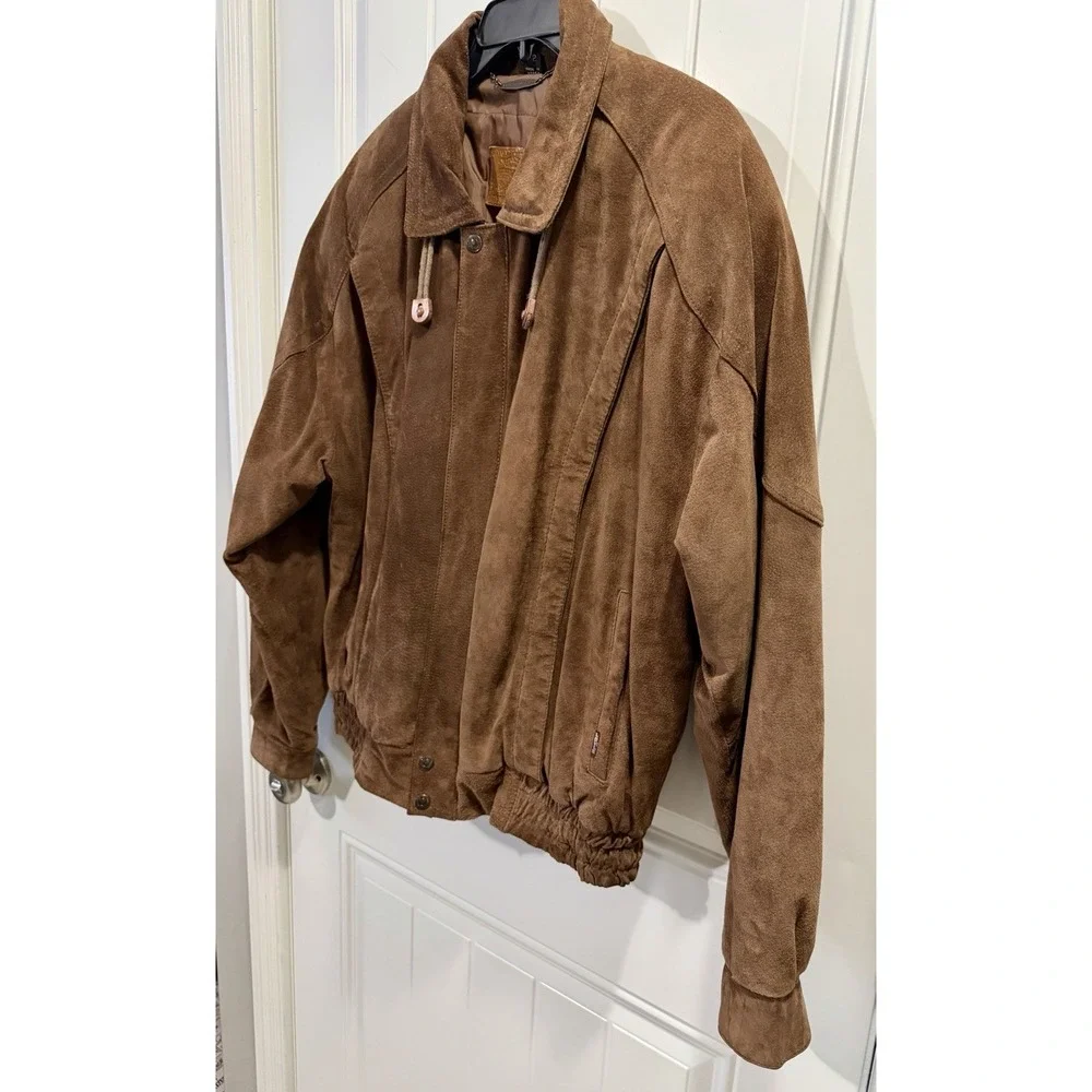 Levis Bomber Suede Leather Jacket Mens L 42 Brown Western Wear Lined 90s Vintage